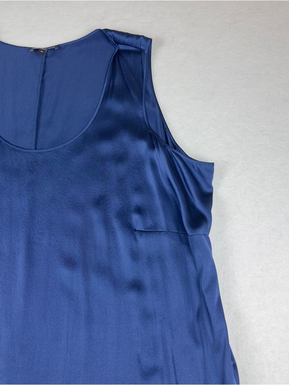 Eileen Fisher Satin Scoop Neck Sleeveless Camisole in Deep Blue - Picture 4 of 9